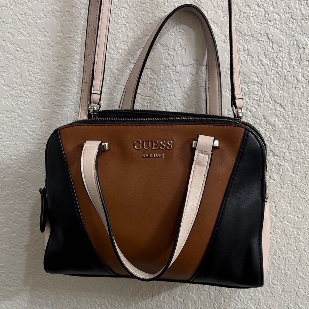 GUESS Black, Brown, and Cream Satchel Like New